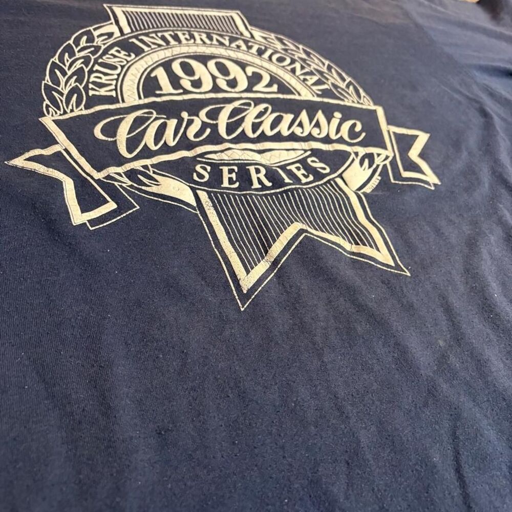 Vintage single stitch 1992 Car Classic Screen-stars Men's Navy and Black T-shirt